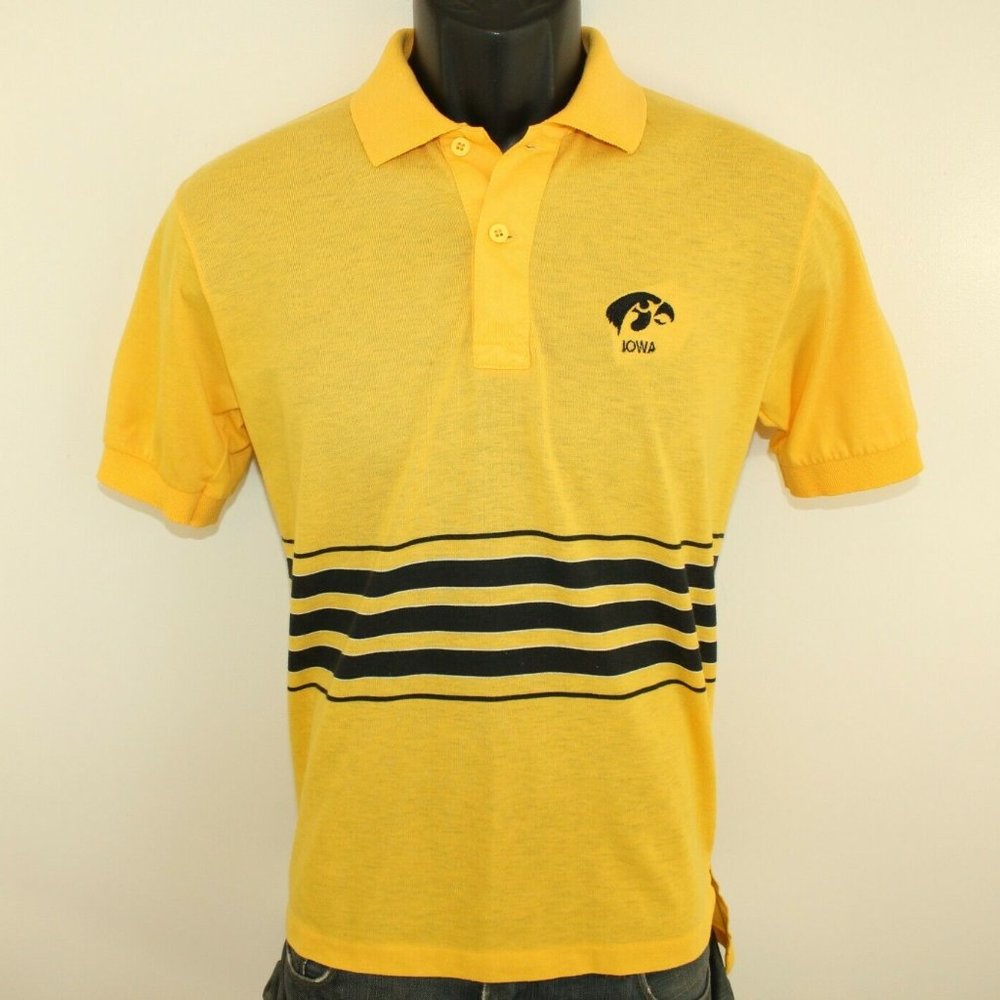 Iowa Hawkeyes Yellow Polo Stripes RARE VINTAGE